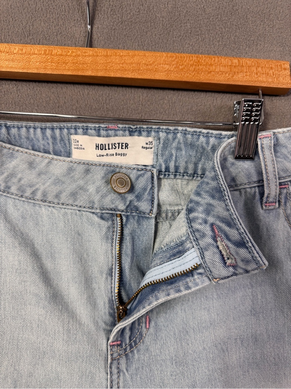 Hollister Low Rise Baggy Light Blue Wash Wide Leg Denim Jeans, Plus Size 20 - Picture 10 of 16